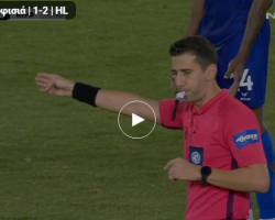 O EYΑΓΓΕΛΟΥ ΣΤΟ ΠΕΡΙΣΤΕΡΙ ΕΦΑΡΜΟΣΕ ΤΟΝ ΚΑΝΟΝΙΣΜΟ ΚΑΙ ΣΩΣΤΑ ΔΕΝ ΕΔΩΣΕ ΠΕΝΑΛΤΥ ΥΠΕΡ ΑΤΡΟΜΗΤΟΥ ΑΦΟΥ  ΤΟ ΕΝΑ ΠΟΔΙ ΤΟΥ ΟΖΜΠΕΚΟΒΙΤΣ  ΠΑΤΟΥΣΕ ΤΗΝ ΓΡΑΜΜΗ ΤΗΣ ΜΕΓΑΛΗΣ ΠΕΡΙΟΧΗΣ ΚΑΙ ΤΟ ΑΛΛΟ ΗΤΑΝ ΕΚΤΟΣ  ΒΟΗΘΟΙ  ΝΙΚΟΛΑΚΑΚΗΣ(ΔΙΠΛΟ ΛΑΘΟΣ ,ΧΡΙΣΤΟΔΟΥΛΟΥ(ΠΟΛΥ ΚΑΛΟΣ )